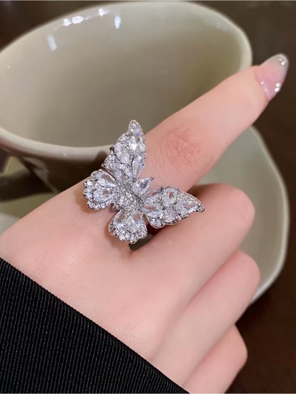 NEW! Crystal Butterfly Statement Ring. Adjustable Butterfly Ring 🦋